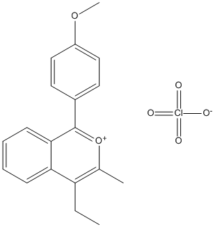 Molecular Structure of 1616-34-8 (2-Benzopyrylium, 4-ethyl-1-(4-methoxyphenyl)-3-methyl-, perchlorate)